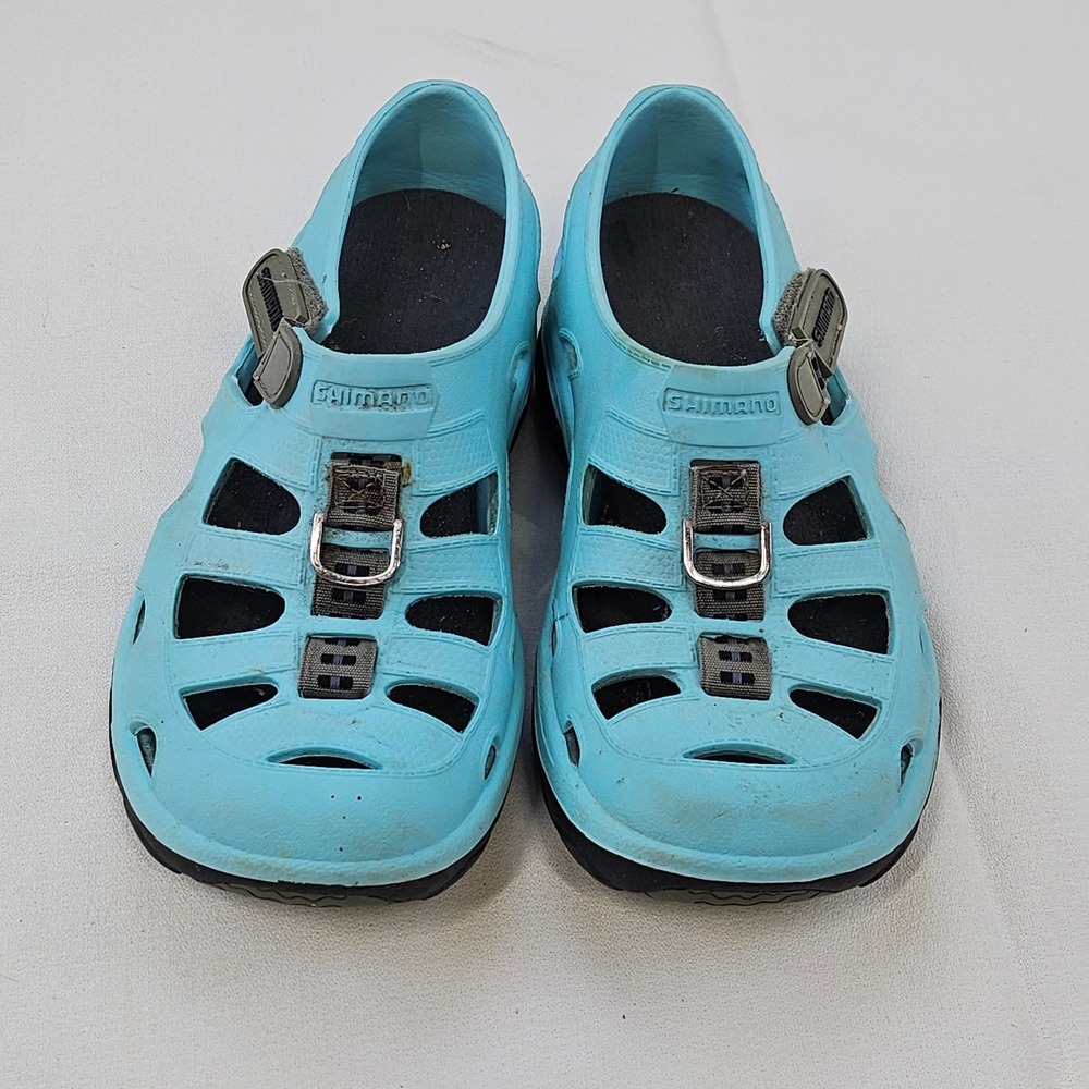 Shimano Evair Marine Shoes Light Blue Fishing Boating Sandals Mens 5 Womens 7